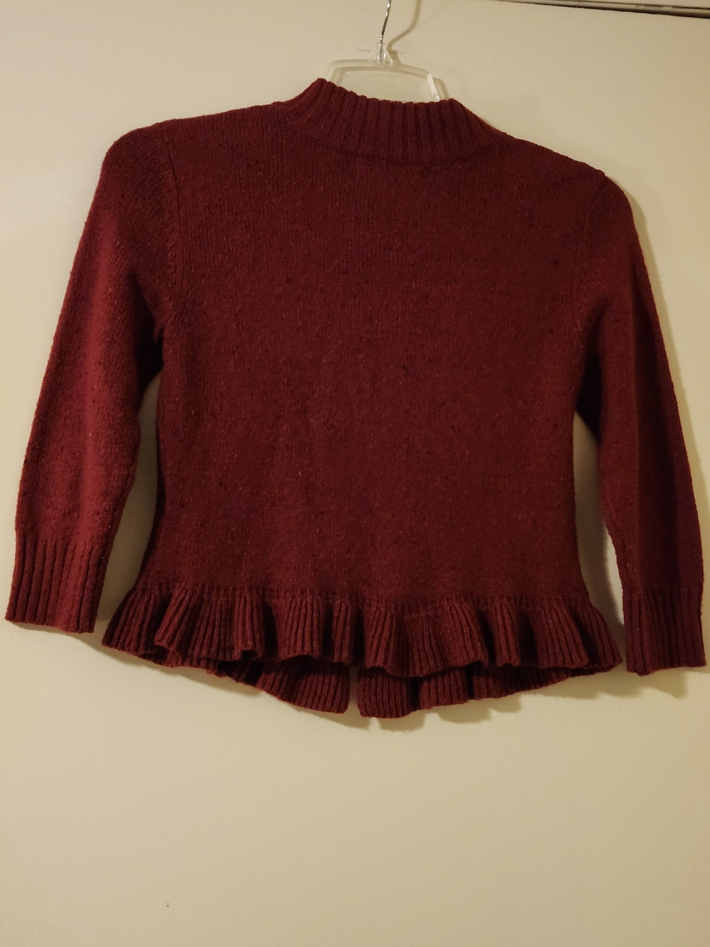 Y2K Decree Women's Steampunk Burgundy Ruffled Hem Collared Knit Cardigan M - Picture 2 of 6